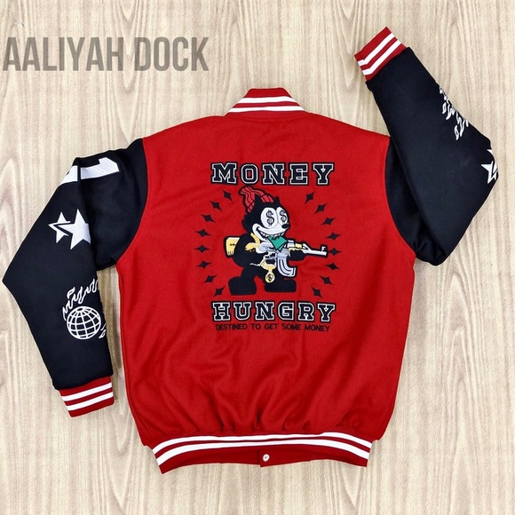 M$M Red and Black Varsity Jacket - Picture 2 of 2